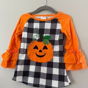 Girls XS Pumpkin 3/4 Sleeve Shirt – Great Condition